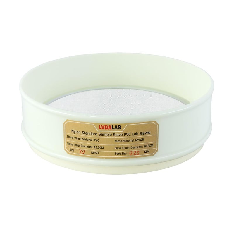 LVDALAB 70 Mesh(0.25mm) PVC Nylon Lab Sieve, 7.9Inch(20cm) Diameter Sample Sifter Strainer for Industrial Lab Home - Image 1